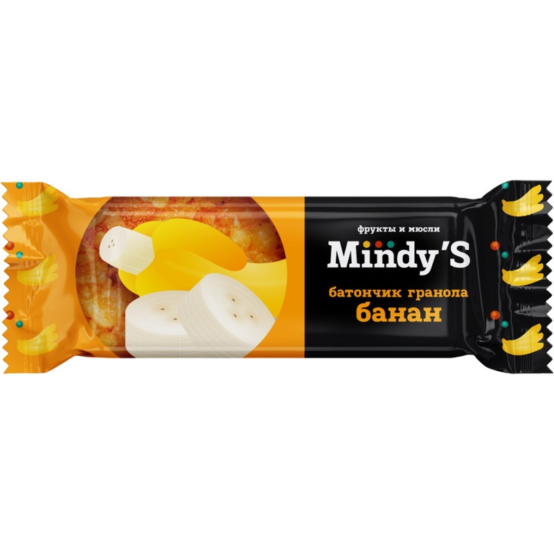 Батончик мюсли Mindy's с бананом 35 г (30 штук в упаковке)
