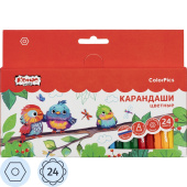 Карандаши цветные Комус Класс ColorPics 24 карандаша 24 цвета  шестигранные (укороченные)