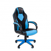 Кресло игровое Chairman Game 17 черное/голубое (экокожа/ткань/пластик)