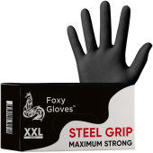 Перчатки одноразовые Steel Grip нитриловые неопудренные черные (размер 10-11 (XXL), 100 штук/50 пар в упаковке)
