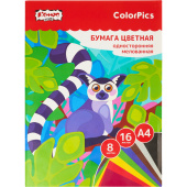 Бумага цветная Комус Класс ColorPics А4 16 листов 8 цветов мелованная