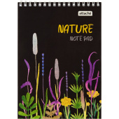 Блокнот Attache Nature Black flowers А5 60 листов разноцветный в клетку на спирали ВД-лак (146x204 мм)