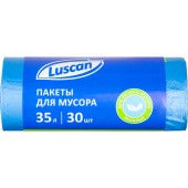 Мешки для мусора на 35 л Luscan синие (ПНД, 8 мкм, в рулоне 30 штук, 48х58 см)