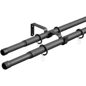 Карниз двухрядный 56.551 телескопический с кольцами чёрный матовый (160-300 см)