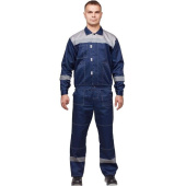 Костюм рабочий летний мужской л20-КПК с СОП синий/серый (размер 72-74,  рост 182-188)