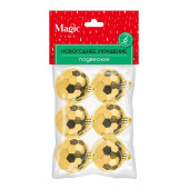 Новогоднее украшение Magic Time пластик золотистое (диаметр 6 см, 6 штук в упаковке)