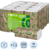 Полотенца бумажные листовые Focus H3 V-сложение (ZZ) 1-слойные белые 15 пачек по 200 листов (5083743)