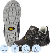 Кроссовки рабочие летние Safety Jogger Cador S3 Low ПУ-ПУ из микрофибры  чёрные с металлическим подноском размер 42