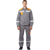 Костюм рабочий летний мужской л21-КБР с СОП серый/оранжевый (размер 60-62, рост 182-188 см)