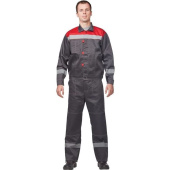 Костюм рабочий летний мужской л20-КБР с СОП серый/красный (размер 60-62, рост 158-164 см)