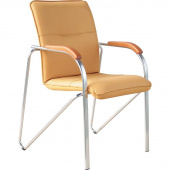 Конференц-кресло Samba бежевый (искусственная кожа/бук/металл хромированный)