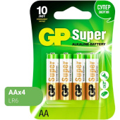 Батарейка AA пальчиковая GP Super (4 штуки в упаковке, 15A-2CR4)