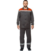 Костюм рабочий летний мужской л16-КБР с СОП серый/оранжевый (размер 44-46, рост 182-188 см)