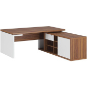 Стол руководителя письменный Zion T 103 ZIO28510331 с тумбой  (орех/белый, 1800х2080х740 мм)