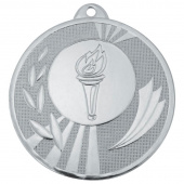 Медаль призовая Факел 50 мм серебристая