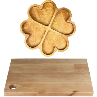 Менажница деревянная Panairo Lavarna 4 секции (LAV-MEN-1) + доска разделочная 30х20х1.8 см в подарок (промоупаковка)