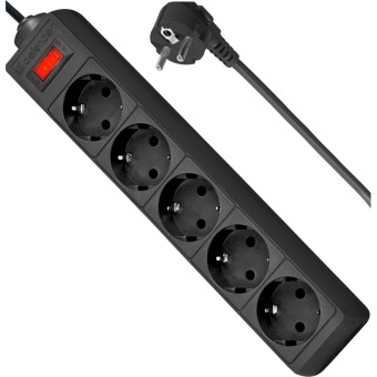 Сетевой фильтр Defender ES 1.8 на 5 розеток 1.8 метра черный (99484)