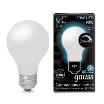 Лампа светодиодная Gauss LED Filament 10 Вт E27 грушевидная 4100K мягкий нейтральный белый свет