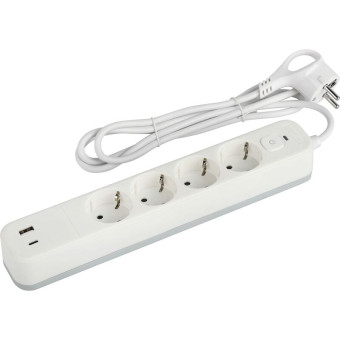 Сетевой фильтр Эра USF-4es-3m-2xUSBAC-W 4 розетки + 2 USB на 3 метра