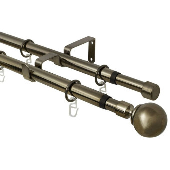 Карниз для штор двухрядный телескопический золото антик (160-320 см)