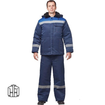 Куртка рабочая зимняя мужская з32-КУ с СОП синяя/васильковая (размер 48-50, рост 170-176)