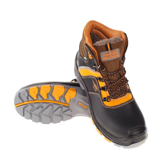 Ботинки утепленные Мистраль Ultra из натуральной кожи/микрофибры с композитным подноском черные/оранжевые размер 40