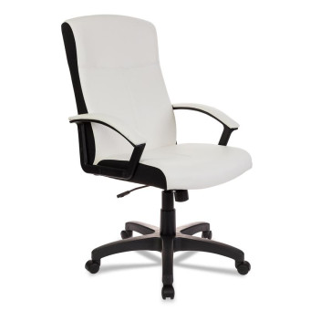Кресло для руководителя Бюрократ Dominus-WH белое/черное (экокожа/ткань/пластик/металл)