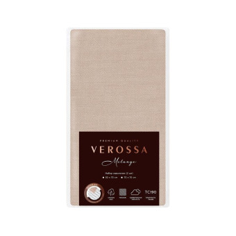 Наволочка Verossa Praline 70x70 см меланж 130 г/кв.м бежевая (2 штуки в  упаковке)