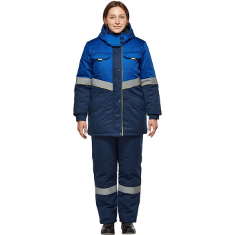 Костюм рабочий зимний женский з43-КПК с СОП васильковый/синий (размер 44-46, рост 158-164)