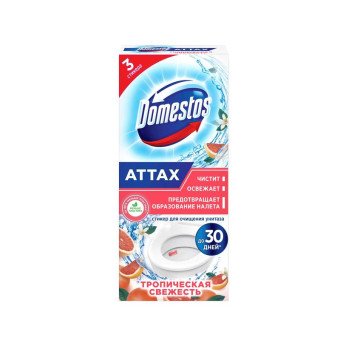 Стикер для очищения унитаза Domestos Attax Тропическая свежесть (3 штуки в упаковке)