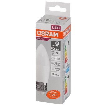 Лампа светодиодная Osram LED Value B свеча 10Вт E27 4000К 800Лм 220В 4058075579569