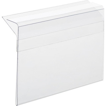 Ценникодержатель пластиковый 80x60 мм для стеклянных полок толщиной 5-8 мм прозрачный (10 штук в упаковке)