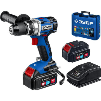 Дрель-шуруповерт безударная аккумуляторная Зубр DB-201-42 20 В Li-ion 2 АКБ 4 Ач+ЗУ