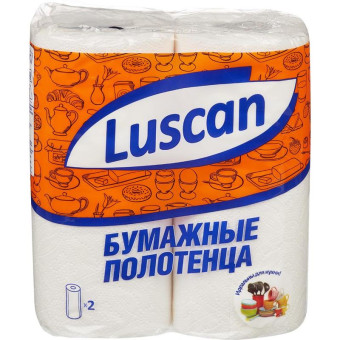 Полотенца бумажные Luscan 2-слойные белые 2 рулона по 12.5 метров