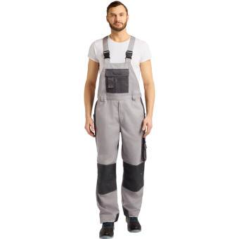 Полукомбинезон рабочий летний мужской л33-ПК серый (размер 52-54, рост  182-188)