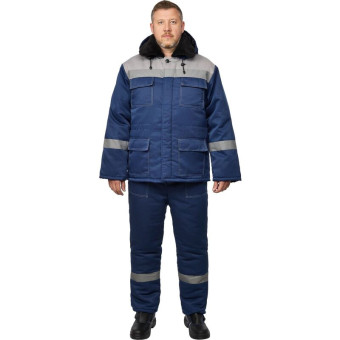 Костюм рабочий зимний мужской з35-КБР с СОП синий/серый (размер 44-46, рост 182-188)
