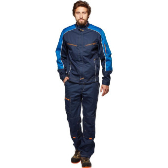 Куртка рабочая летняя мужская л34-КУ со светоотражающим кантом   синяя/васильковая (размер 68-70, рост 194-200)