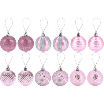 Набор шаров Miland Мечта пластик серебряный/розовый (диаметр 6 см, 12 штук в упаковке)