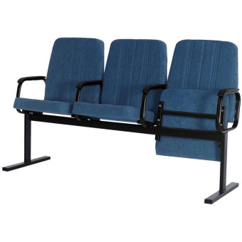 Многоместная секция София синяя/черная (3 места, ткань/металл)