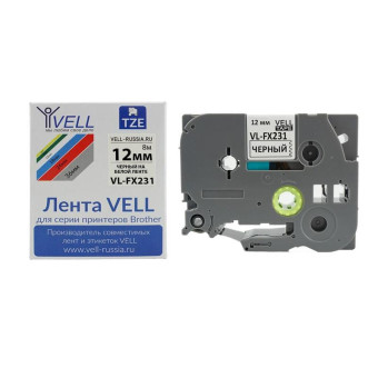 Картридж Vell VL-FX231 для принтера этикеток Brother (12 мм x 8 м, цвет ленты белый, шрифт черный)