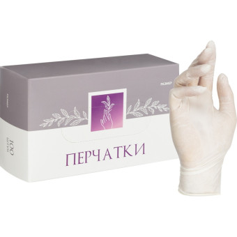 Перчатки медицинские смотровые латексные Cerebrum текстурированные нестерильные неопудренные размер L (8-9) белые (50 пар/100 штук в упаковке)