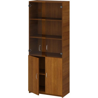 Шкаф для документов Бюджет 2553 со стеклом (французский орех, 716х349х1810 мм)