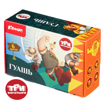 Гуашь Комус Три богатыря 6 цветов по 20 мл