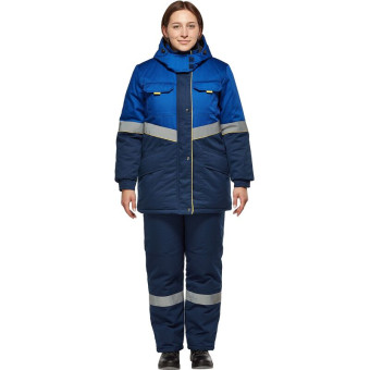 Костюм рабочий зимний женский з43-КПК с СОП васильковый/синий (размер 64-66, рост 158-164)