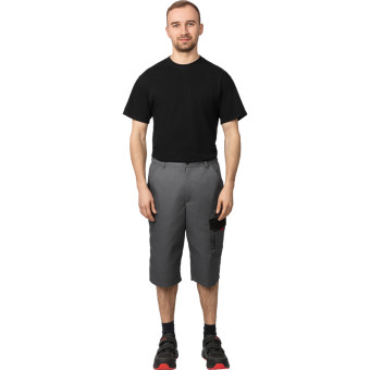 Шорты рабочие мужские л23-ШР серые/красные (размер 52-54, рост 170-176)