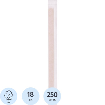 Размешиватель одноразовый деревянный Комус бежевый 180 мм (250 штук в  упаковке)