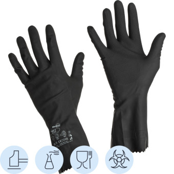 Перчатки КЩС латексные Manipula КЩС-2 черные (размер 9-9.5 L, L-U-032/CG-943)