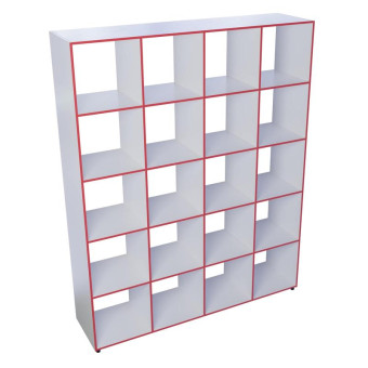 Шкаф открытый Точка Роста ТР20 многосекционный (белый/красный, 1480х350х1850 мм)