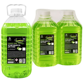 Жидкость стеклоомывающая Grass Яблоко летняя 5 л канистра (2 штуки в  упаковке)