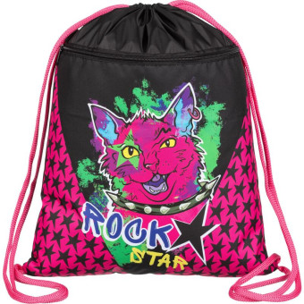 Мешок для сменной обуви Комус Класс Rock Star 360х470 мм черный с карманом